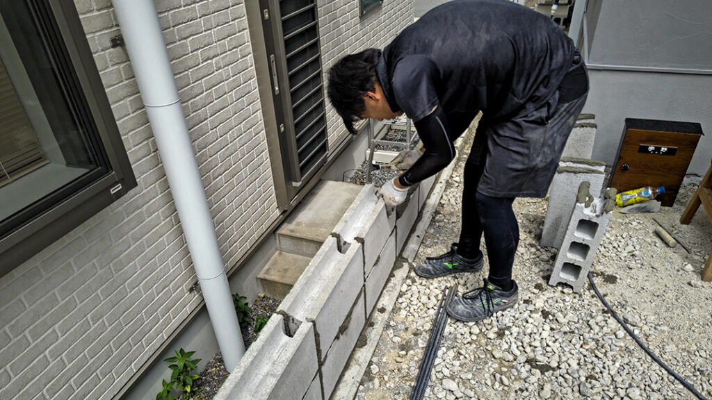 【ともやの外構道】ともやのブロック積み成長記録✨（※2年目のある日）