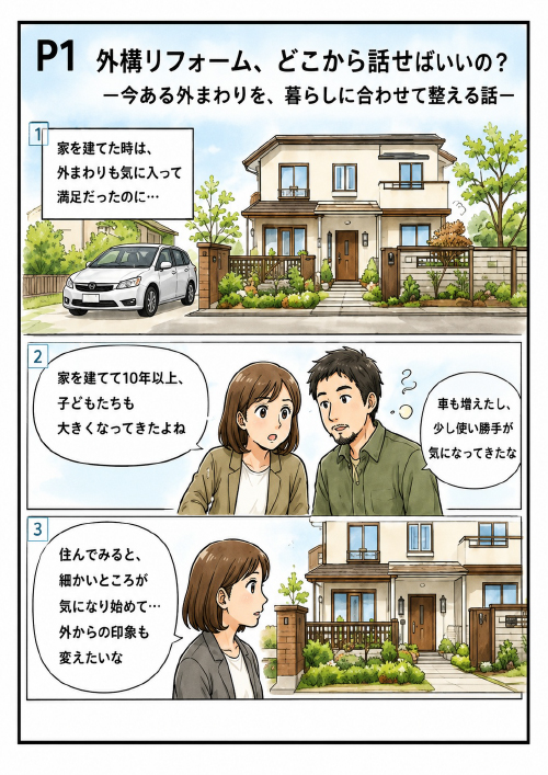 外構リフォーム、どこから話せばいいの？